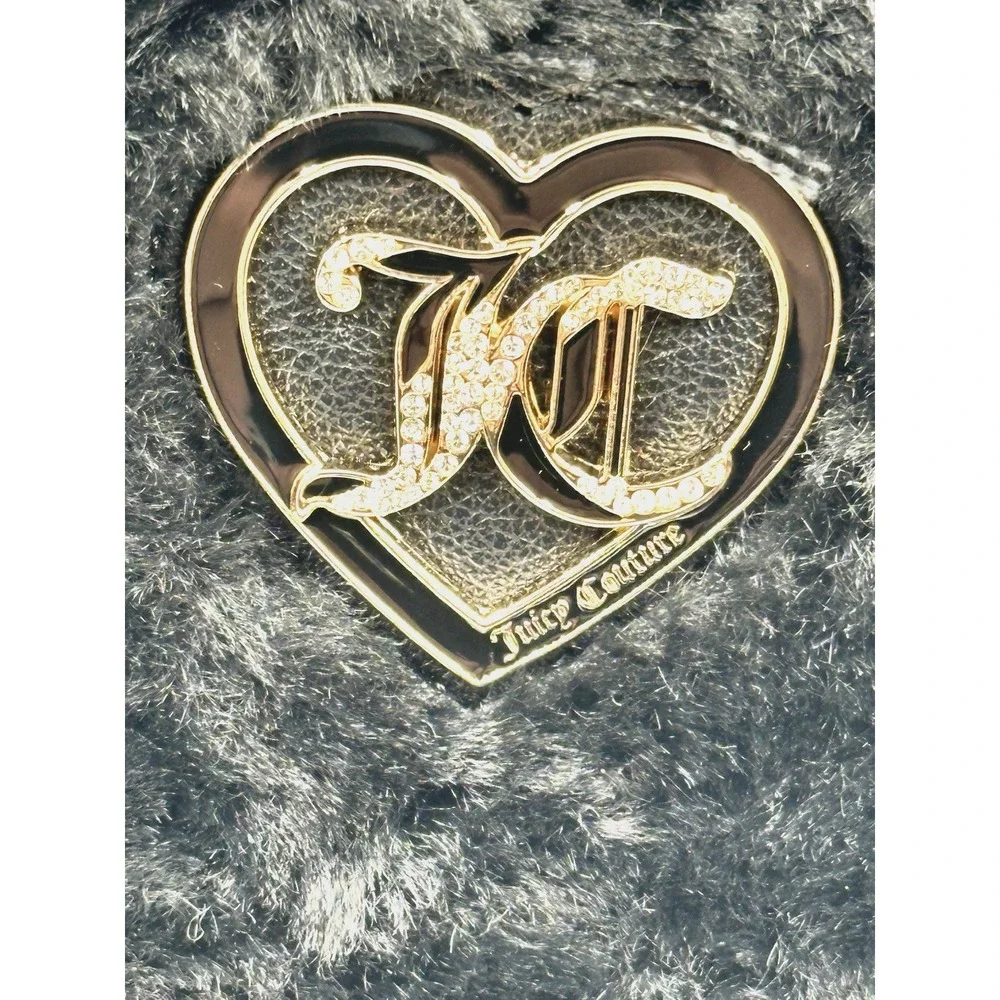 Juicy Couture Let's Get Cozy Backpack Plush Furry in Black Liquorice